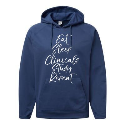 Eat Sleep Clinicals Study Repeat Gift Nursing School Performance Fleece Hoodie