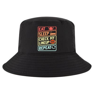 Eat Sleep Check My Lineup Repeat Retro Fantasy Football Cool Comfort Performance Bucket Hat