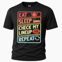 Eat Sleep Check My Lineup Repeat Retro Fantasy Football Cooling Performance Crew T-Shirt