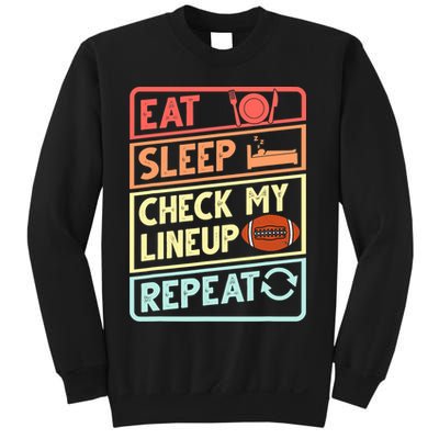 Eat Sleep Check My Lineup Repeat Retro Fantasy Football Sweatshirt