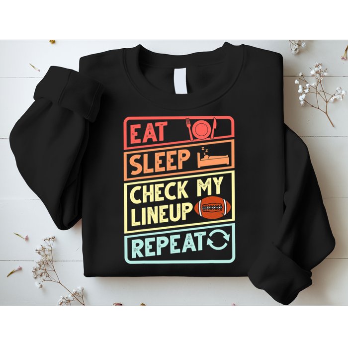 Eat Sleep Check My Lineup Repeat Retro Fantasy Football Sweatshirt