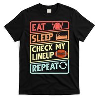 Eat Sleep Check My Lineup Repeat Retro Fantasy Football T-Shirt