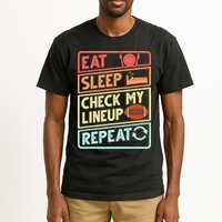 Eat Sleep Check My Lineup Repeat Retro Fantasy Football Tall T-Shirt