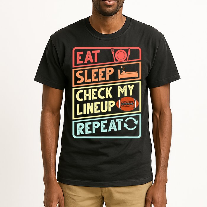 Eat Sleep Check My Lineup Repeat Retro Fantasy Football Tall T-Shirt