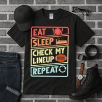 Eat Sleep Check My Lineup Repeat Retro Fantasy Football Tall T-Shirt