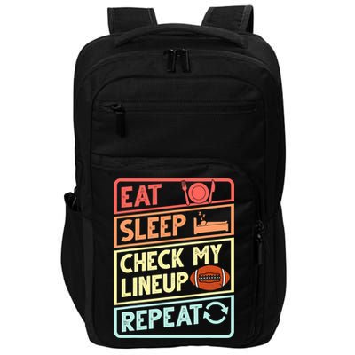 Eat Sleep Check My Lineup Repeat Retro Fantasy Football Impact Tech Backpack