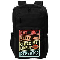 Eat Sleep Check My Lineup Repeat Retro Fantasy Football Impact Tech Backpack