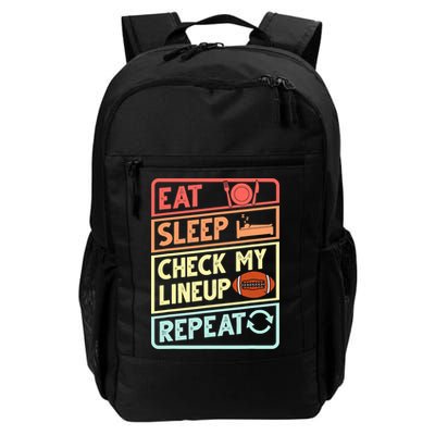 Eat Sleep Check My Lineup Repeat Retro Fantasy Football Backpack