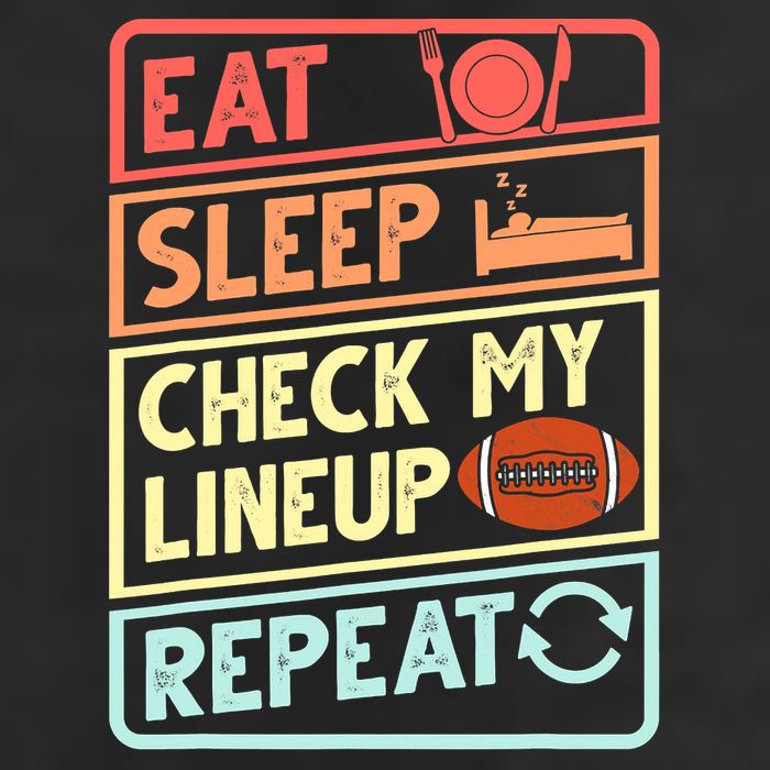 Eat Sleep Check My Lineup Repeat Retro Fantasy Football Beanie