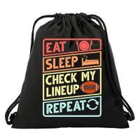 Eat Sleep Check My Lineup Repeat Retro Fantasy Football Drawstring Bag