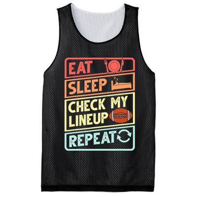 Eat Sleep Check My Lineup Repeat Retro Fantasy Football Mesh Reversible Basketball Jersey Tank
