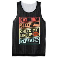 Eat Sleep Check My Lineup Repeat Retro Fantasy Football Mesh Reversible Basketball Jersey Tank