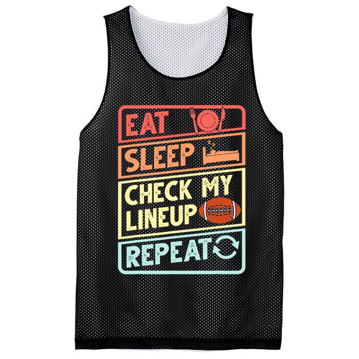 Eat Sleep Check My Lineup Repeat Retro Fantasy Football Mesh Reversible Basketball Jersey Tank