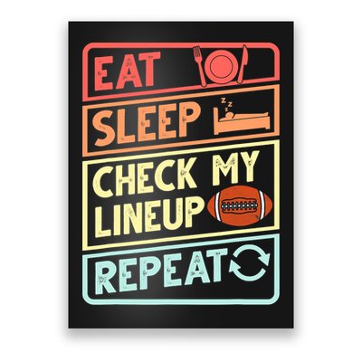 Eat Sleep Check My Lineup Repeat Retro Fantasy Football Poster