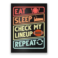 Eat Sleep Check My Lineup Repeat Retro Fantasy Football Poster
