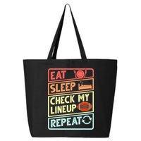Eat Sleep Check My Lineup Repeat Retro Fantasy Football 25L Jumbo Tote