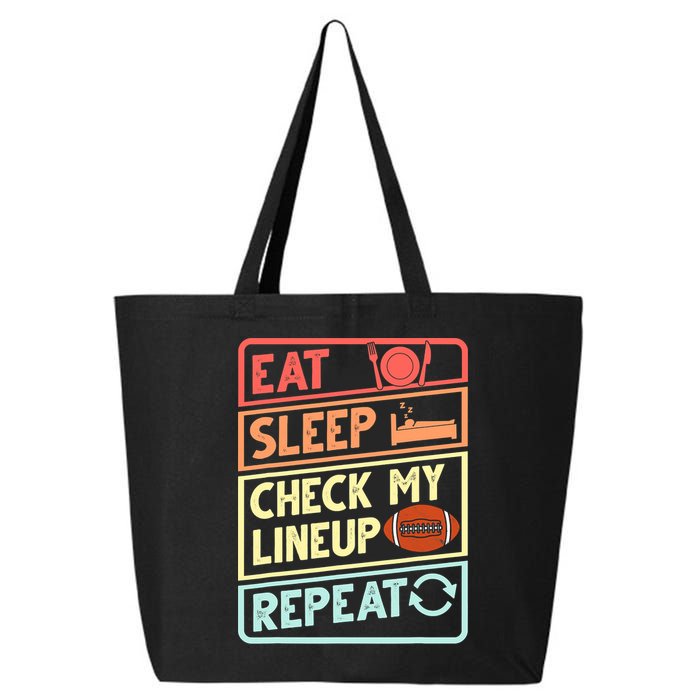Eat Sleep Check My Lineup Repeat Retro Fantasy Football 25L Jumbo Tote