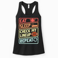 Eat Sleep Check My Lineup Repeat Retro Fantasy Football Womens Tank Top