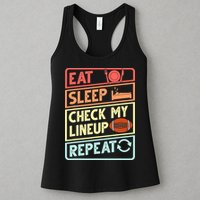 Eat Sleep Check My Lineup Repeat Retro Fantasy Football Womens Tank Top