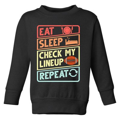 Eat Sleep Check My Lineup Repeat Retro Fantasy Football Toddler Sweatshirt
