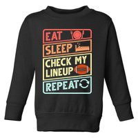 Eat Sleep Check My Lineup Repeat Retro Fantasy Football Toddler Sweatshirt