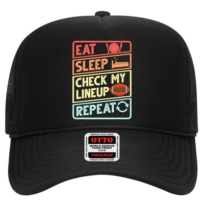 Eat Sleep Check My Lineup Repeat Retro Fantasy Football Hat