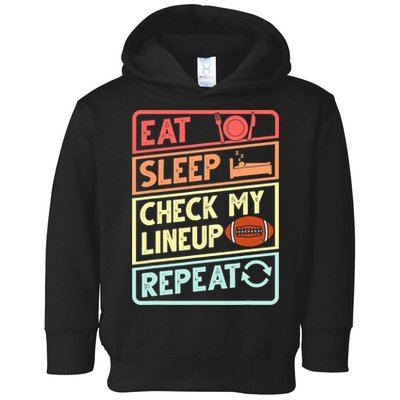 Eat Sleep Check My Lineup Repeat Retro Fantasy Football Toddler Hoodie