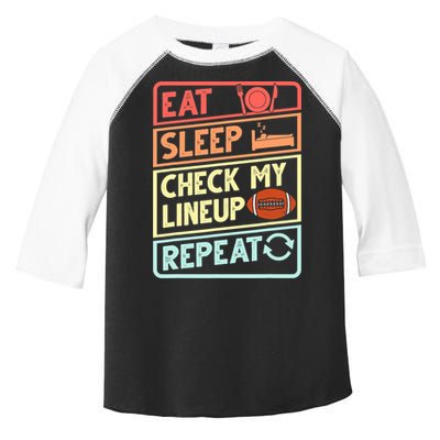 Eat Sleep Check My Lineup Repeat Retro Fantasy Football Toddler Fine Jersey T-Shirt