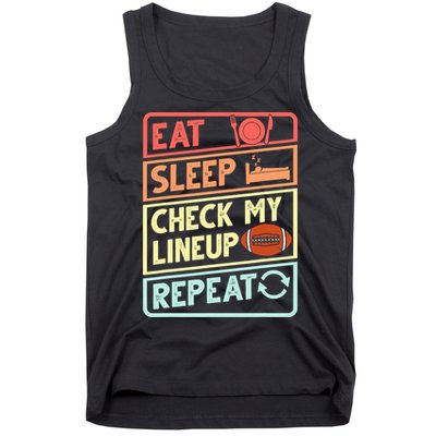 Eat Sleep Check My Lineup Repeat Retro Fantasy Football Tank Top