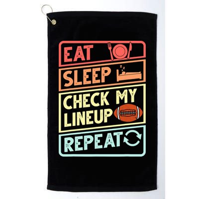 Eat Sleep Check My Lineup Repeat Retro Fantasy Football Golf Towel
