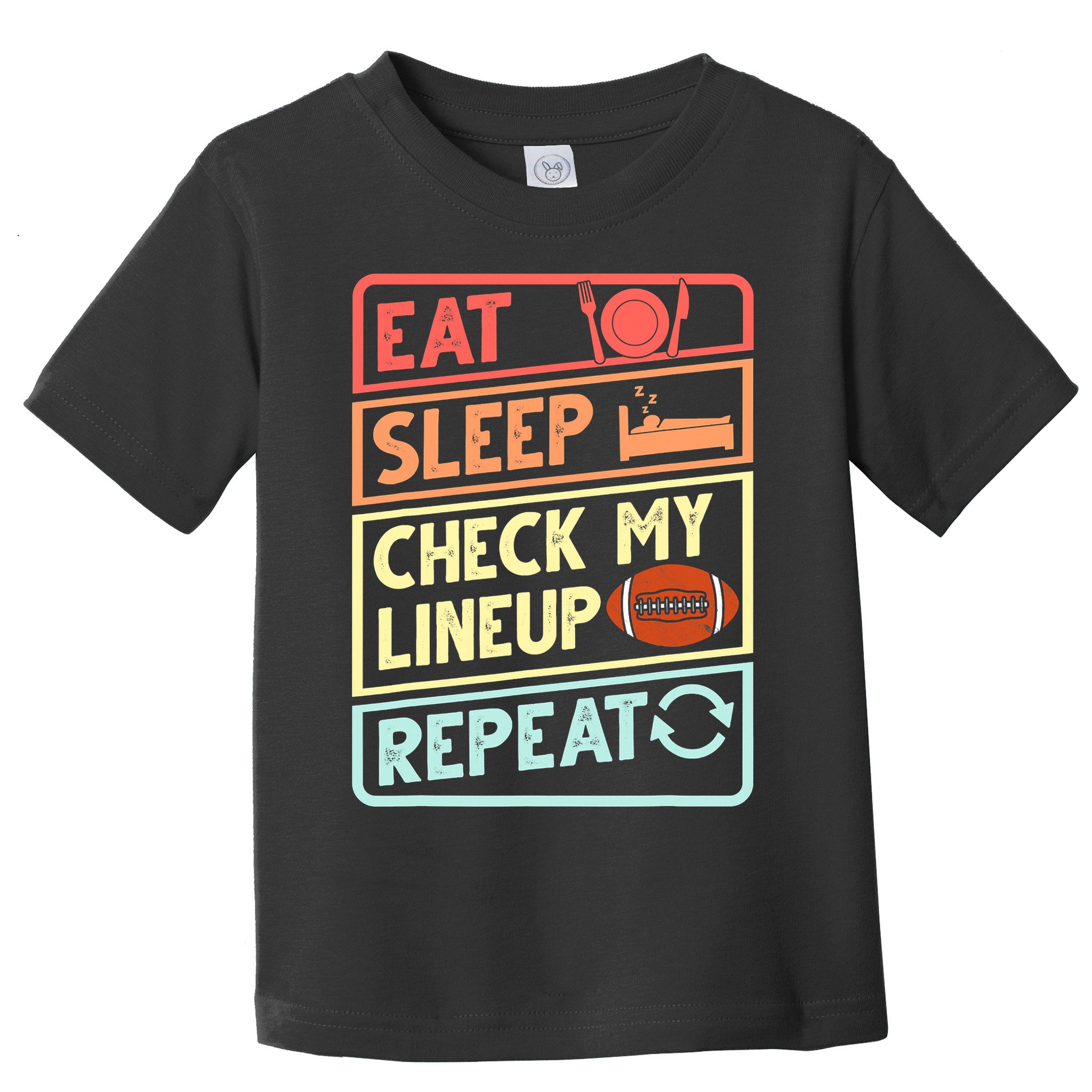 Eat Sleep Check My Lineup Repeat Retro Fantasy Football Toddler T-Shirt