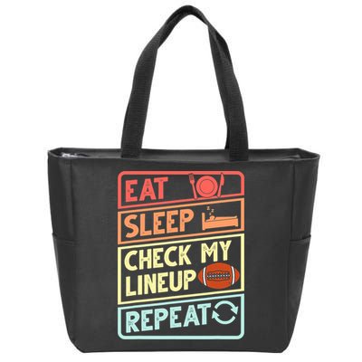 Eat Sleep Check My Lineup Repeat Retro Fantasy Football Zip Tote Bag