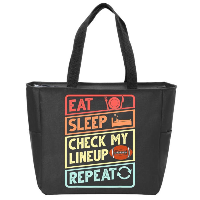Eat Sleep Check My Lineup Repeat Retro Fantasy Football Zip Tote Bag