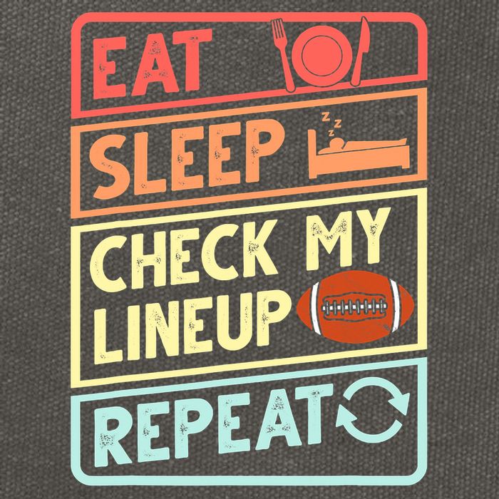 Eat Sleep Check My Lineup Repeat Retro Fantasy Football Cotton Canvas Backpack