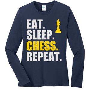 Eat Sleep Chess Repeat Perfect Chess Gift Ladies Long Sleeve Shirt