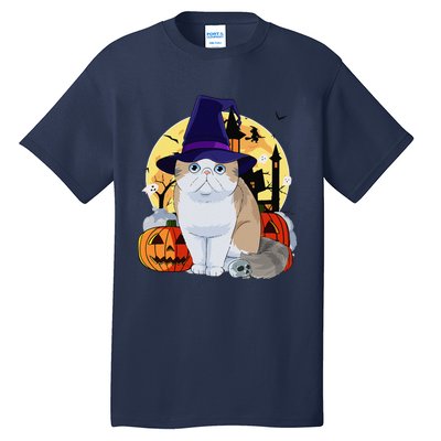 Exotic Shorthair Cute Cat Halloween Witch Pumpkin Tall T-Shirt