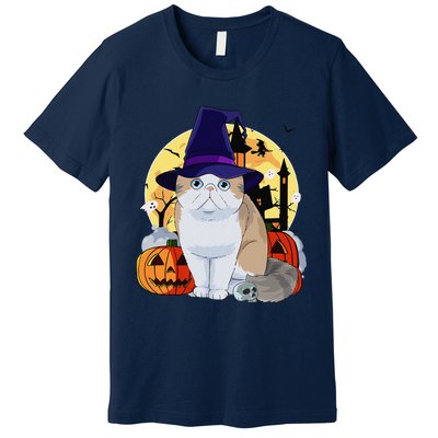 Exotic Shorthair Cute Cat Halloween Witch Pumpkin Premium T-Shirt