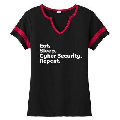 Eat Sleep Cybersecurity Gifts For Cyber Security Analyst Ladies Halftime Notch Neck Tee