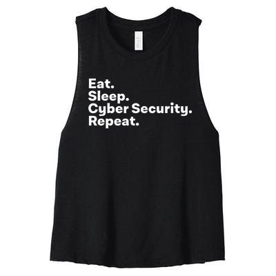 Eat Sleep Cybersecurity Gifts For Cyber Security Analyst Women's Racerback Cropped Tank