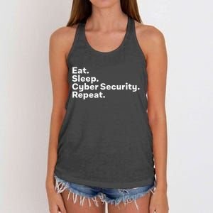 Eat Sleep Cybersecurity Gifts For Cyber Security Analyst Women's Knotted Racerback Tank