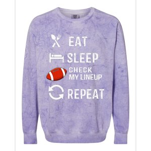 Eat Sleep Check My Lineup Repeat Retro Fantasy Football Colorblast Crewneck Sweatshirt