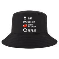 Eat Sleep Check My Lineup Repeat Retro Fantasy Football Cool Comfort Performance Bucket Hat