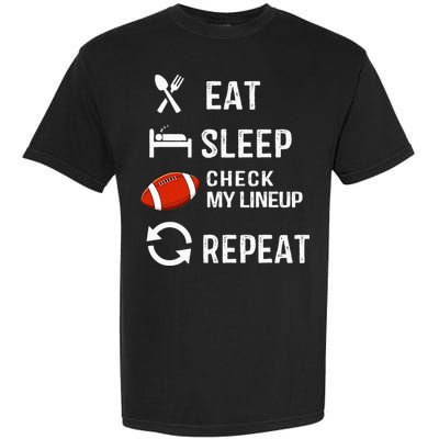 Eat Sleep Check My Lineup Repeat Retro Fantasy Football Comfort Colors T-Shirt