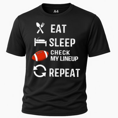Eat Sleep Check My Lineup Repeat Retro Fantasy Football Performance Shirt