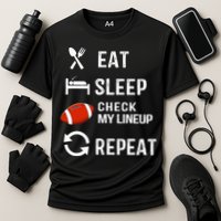 Eat Sleep Check My Lineup Repeat Retro Fantasy Football Cooling Performance Crew T-Shirt