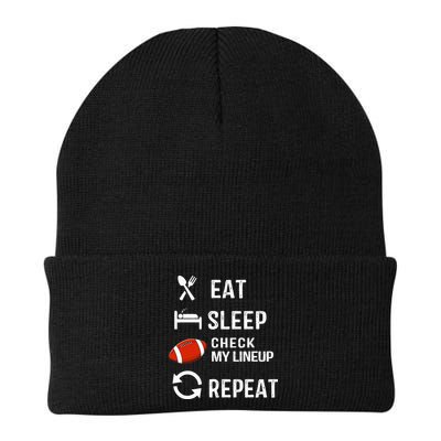 Eat Sleep Check My Lineup Repeat Retro Fantasy Football Beanie