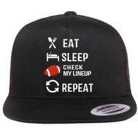 Eat Sleep Check My Lineup Repeat Retro Fantasy Football Flat Bill Trucker Hat