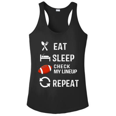 Eat Sleep Check My Lineup Repeat Retro Fantasy Football Ladies PosiCharge Competitor Racerback Tank