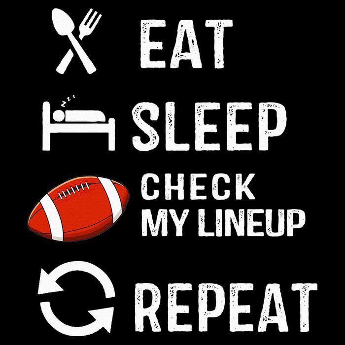 Eat Sleep Check My Lineup Repeat Retro Fantasy Football Youth Performance Sprint T-Shirt