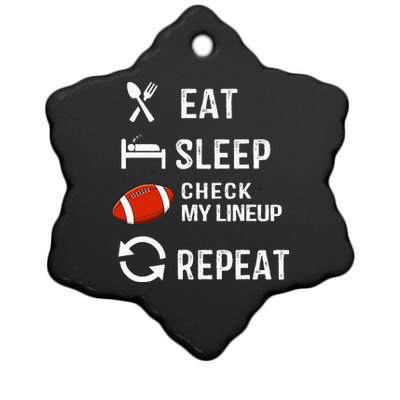 Eat Sleep Check My Lineup Repeat Retro Fantasy Football Ceramic Star Ornament